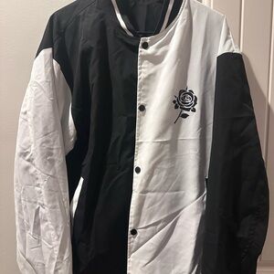 H&M Black and White Men's Jacket with Rose Detail
